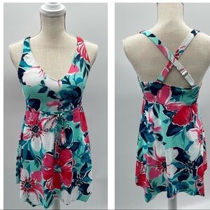 Denim & co beach multicolor resortwear quiet luxury vacation skirt swimsuit